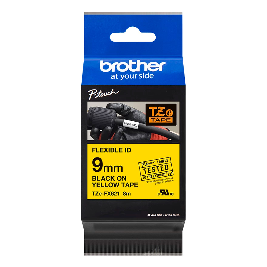 Картридж brother tze-fx621 с гибкой лентой 9 мм х 8 м, черный шрифт