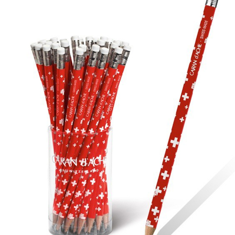 Набор карандашей графитовых Carandache Swiss Flag, HB, с ластиком, 2.1мм, 36 штук,пластиковый стакан