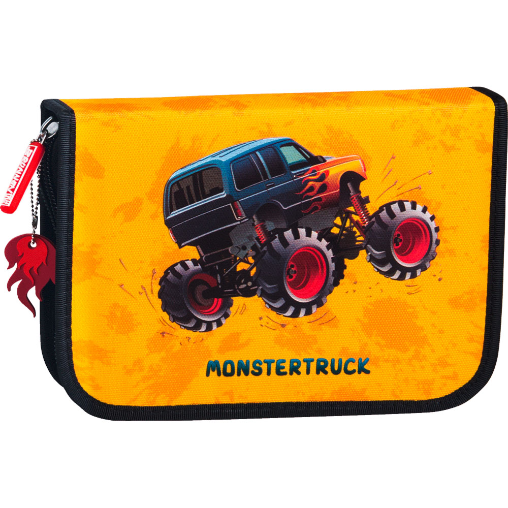 Пенал школьный Brunnen Monstertruck, с наполнением, 19.5 х 13.5 х 3.5 см