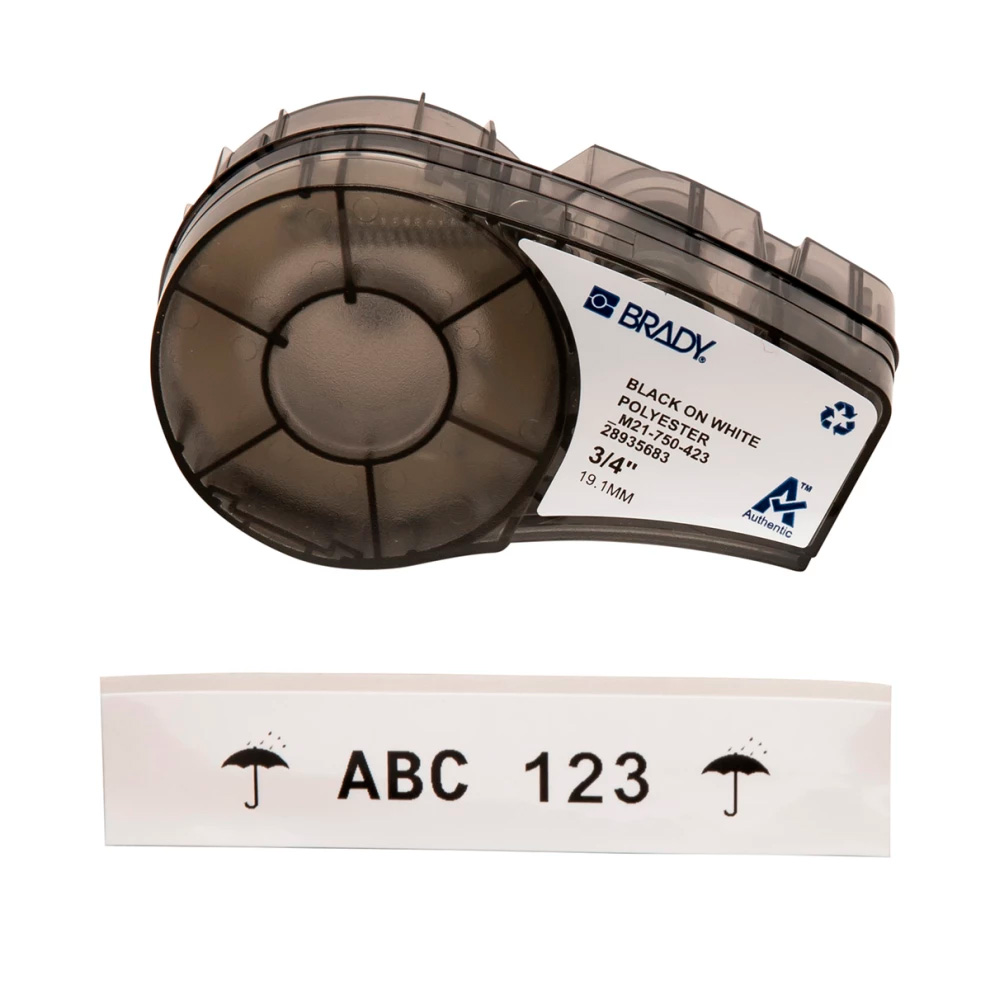 Картридж Brady M21-750-423, полиэстеровая лента, черный шрифт, 6.4 м х 19.05 мм