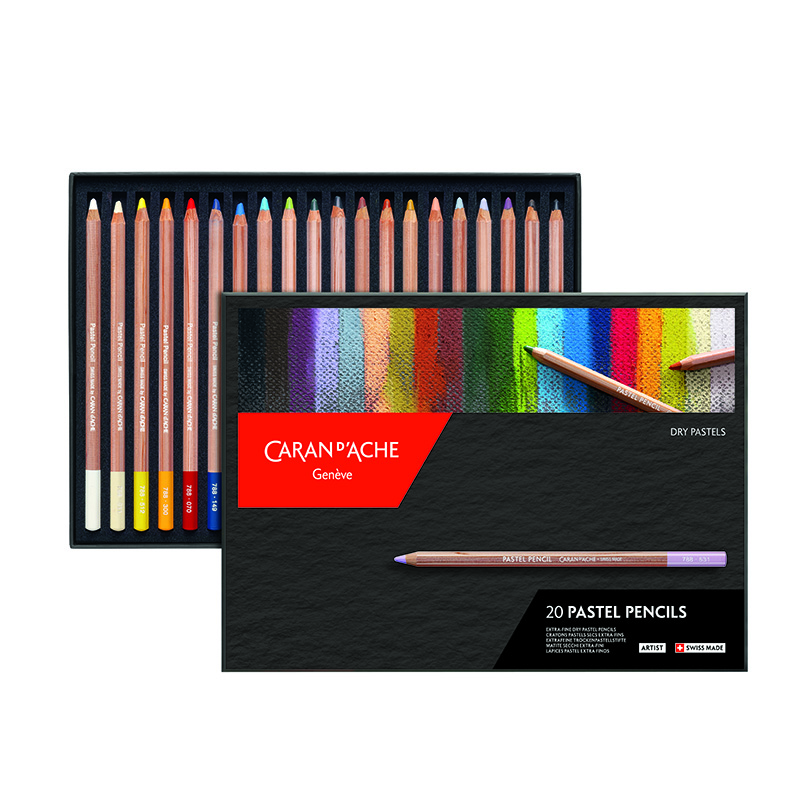 Набор карандашей цветных Carandache Pastel, 4.7 мм, шестигранные, 20 цветов, картонная коробка