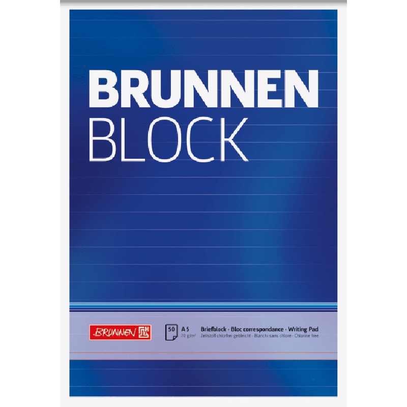 Блокнот Brunnen, склеенный, линейка, 70 гр/м2, А5, 50 листов