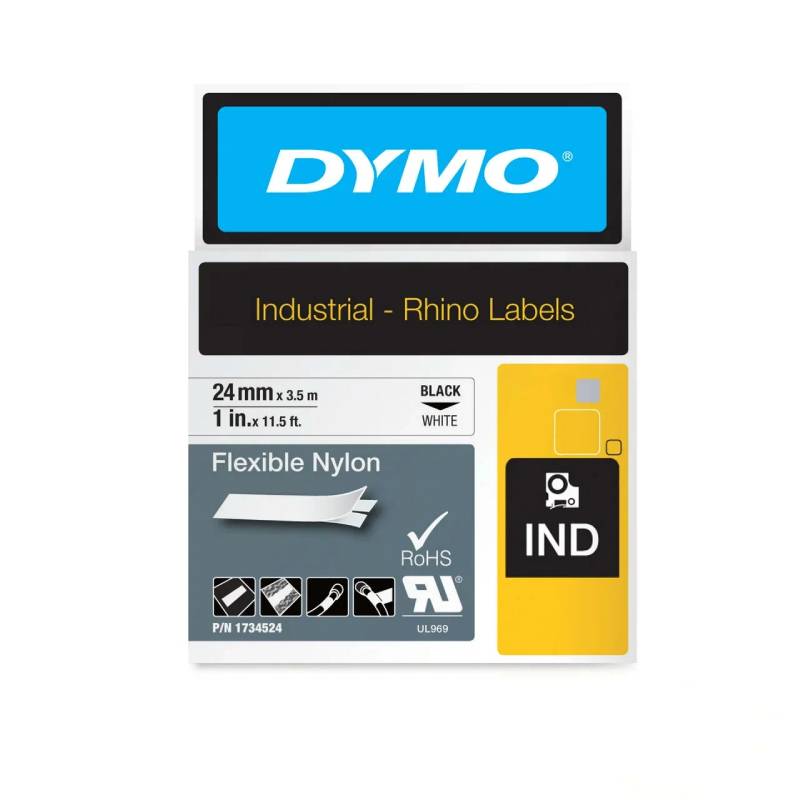 Картридж c нейлоновой лентой для принтеров Dymo Rhino, черный шрифт, 3.5 м x 24 мм