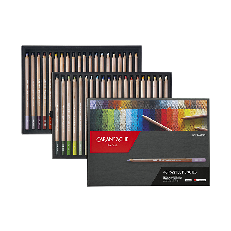 Набор карандашей цветных Carandache Pastel, 4.7 мм, шестигранные, 40 цветов, картонная коробка
