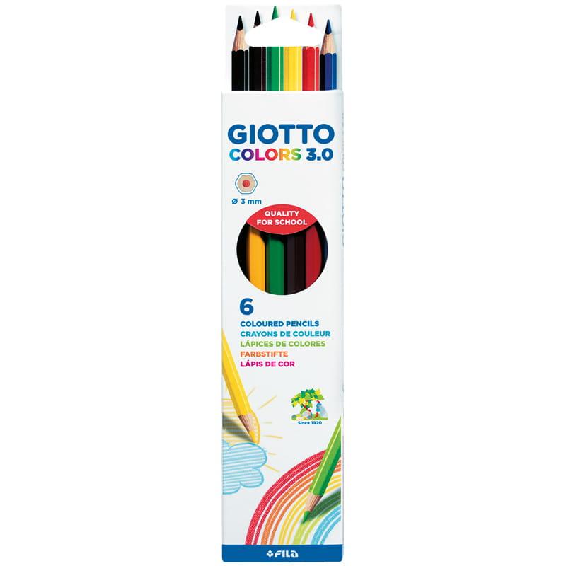 Набор карандашей цветных Giotto Colors, деревянные, шестигранные, 3 мм, 6 цветов, картонная коробка
