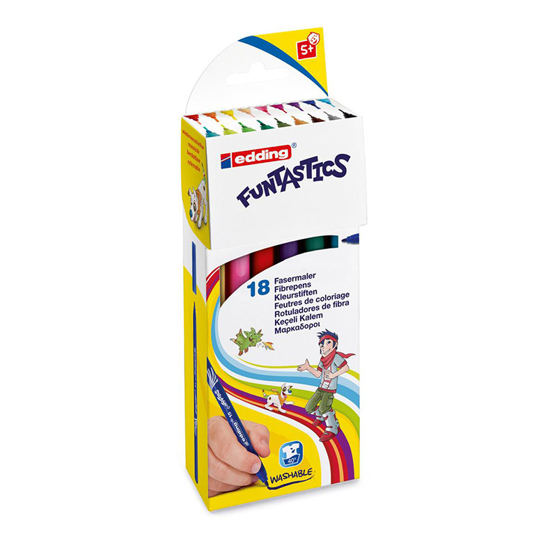 Набор фломастеров edding 15 Funtastics, для рисования, 1 мм, 18 цветов, картонная коробка