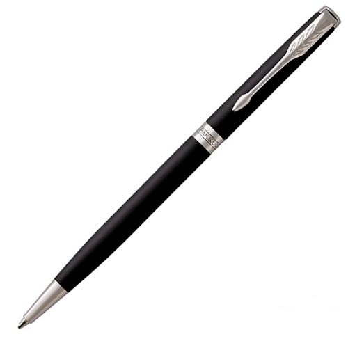 Ручка шариковая Parker Sonnet Slim Matte Black Lacquer CT, толщина линии M (S0818170), палладий