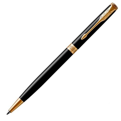 Ручка шариковая Parker Sonnet Slim Lacquer Black GT, толщина линии М, позолота 23К (S0808740)