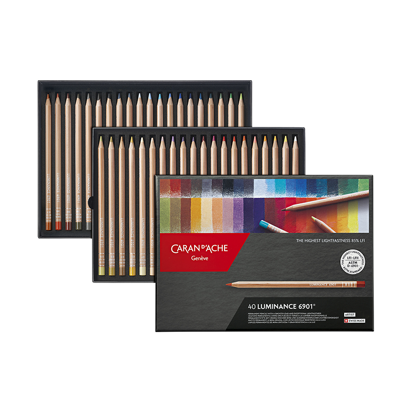 Набор карандашей цветных Carandache Luminance, 3.8 мм, 40 цветов, металлический футляр