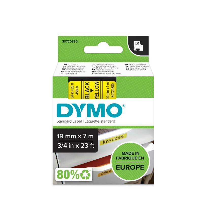Картридж с виниловой лентой D1 для принтеров Dymo, пластик, черный шрифт, 19 мм х 7 м
