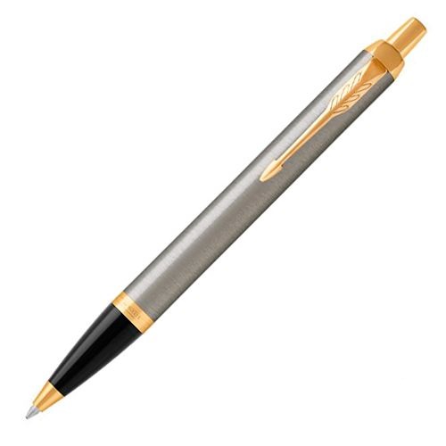 Ручка шариковая Parker IM Metal Core Brushed Metal GT, толщина линии M, позолота (S0856480)