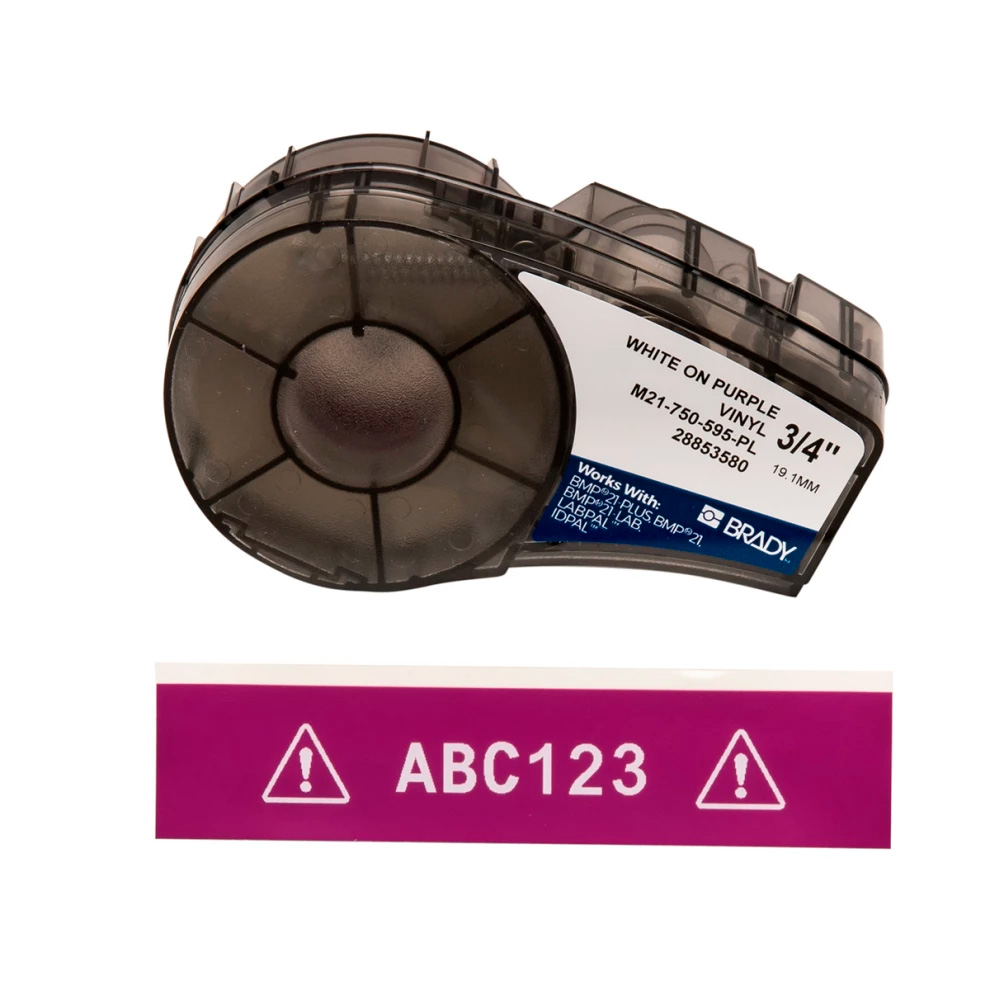 Картридж Brady M21-750-595, виниловая лента, белый шрифт, 6.4 м х 19.05 мм