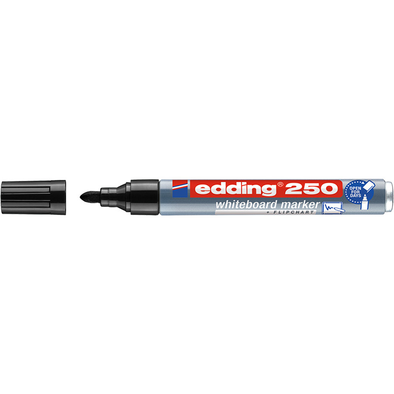 Маркер для белых досок edding 250 Cap-off, круглый наконечник, 1.5-3 мм